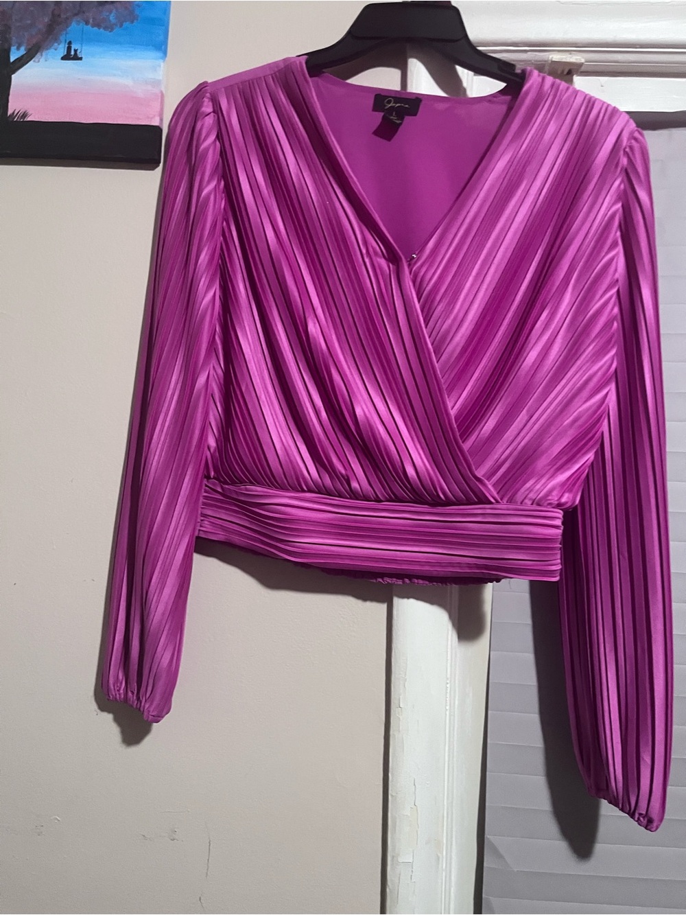 Japna Fuchsia Pleated Wrap Blouse